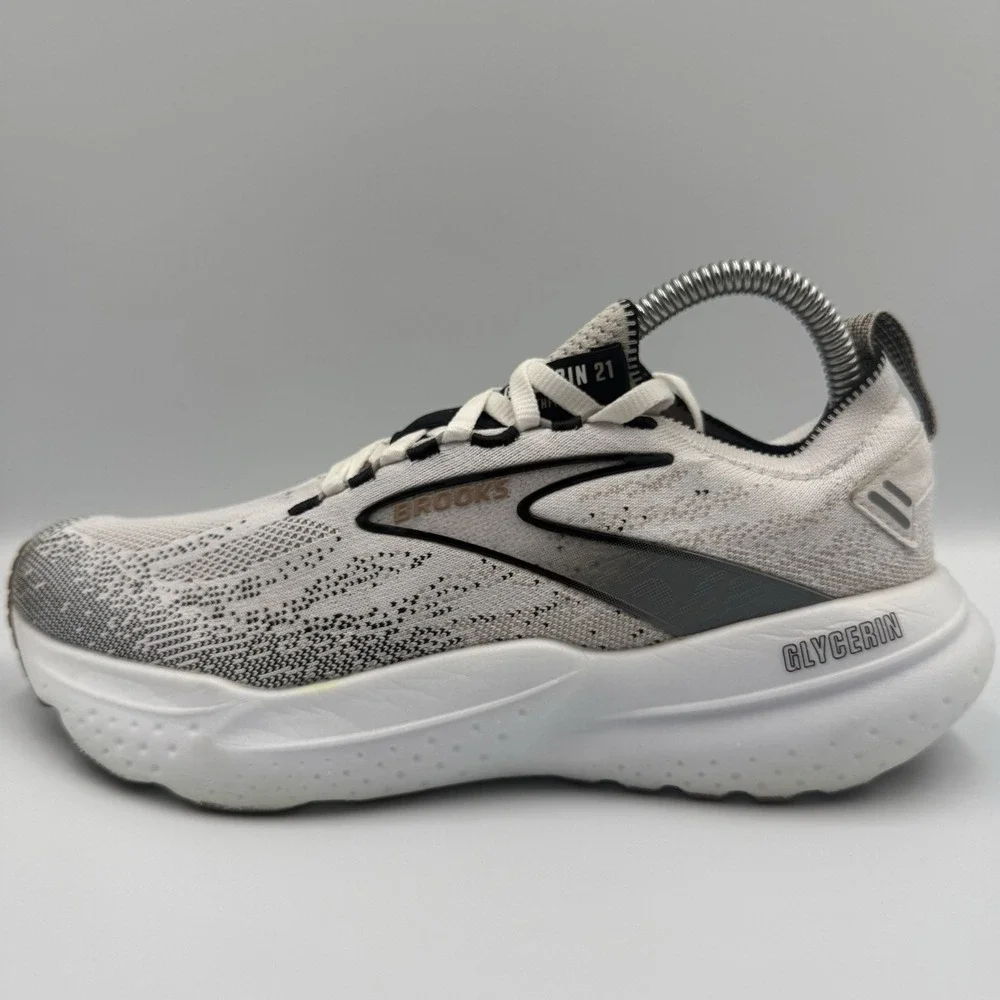 Brooks Glycerin StealthFit 21 Women's Size 8‎ White Black Running Shoes Sneakers